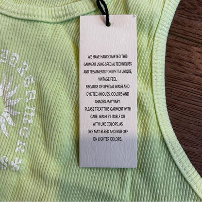 NWT Daydreamer LA Women's Ribbed Tank Top Acid Yellow Size Large