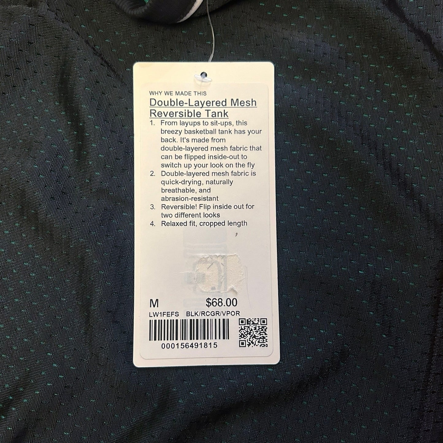 Lululemon Double-Layered Mesh Reversible Tank Top Black Green Size M