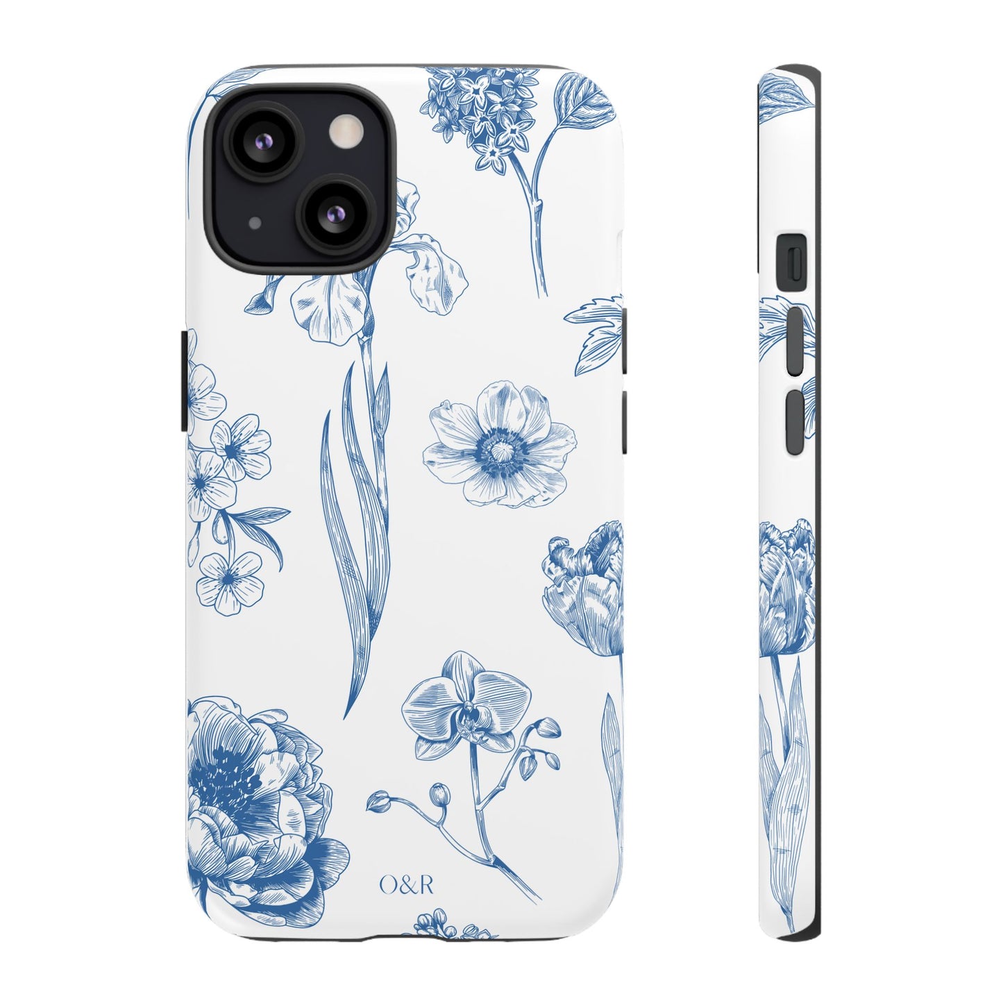 Botanical Blue Floral Phone Case - Elegant Flower Design Tough Cases for All Seasons, Birthday Gift, Stylish Phone Accessories, Nature Lover