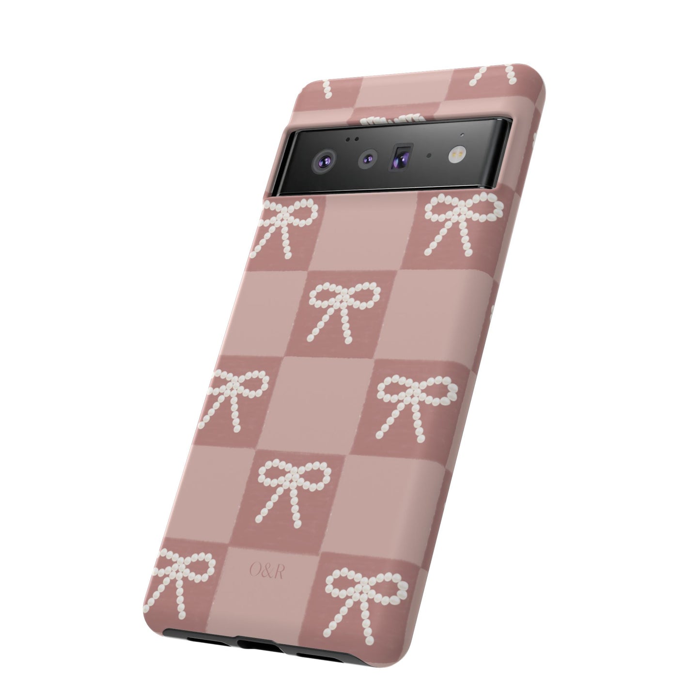 Pink Checkered Bow Tough Case, Phone Case,  Cellphone Cover, Protective Phone Shell, Cute Plaid Design