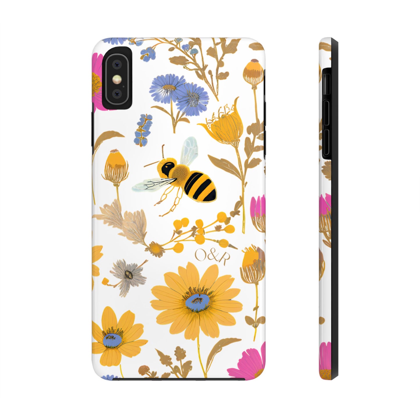 Wildflower Honey Bee Tough Phone Case - Floral Insect Protective Cover, Nature Lover Gift, iPhone Samsung Accessories, Hard