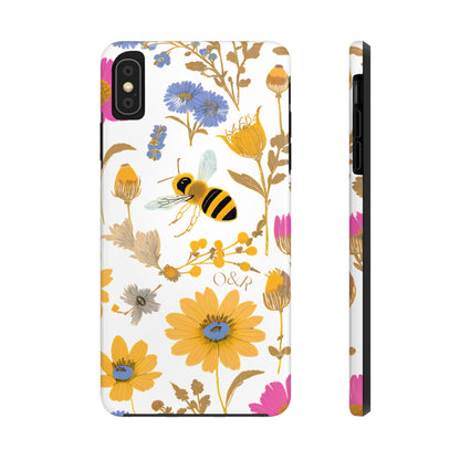 Wildflower Honey Bee Tough Phone Case - Floral Insect Protective Cover, Nature Lover Gift, iPhone Samsung Accessories, Hard