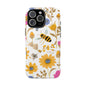 Wildflower Honey Bee Tough Phone Case - Floral Insect Protective Cover, Nature Lover Gift, iPhone Samsung Accessories, Hard