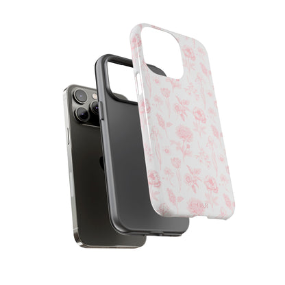 Pink Floral Phone Case - Elegant Protectors for iPhone, Girlfriend Gift, Mother's Day, Trendy Tech Accessories, Flower Pattern Cases