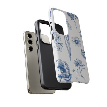 Botanical Blue Floral Phone Case - Elegant Flower Design Tough Cases for All Seasons, Birthday Gift, Stylish Phone Accessories, Nature Lover