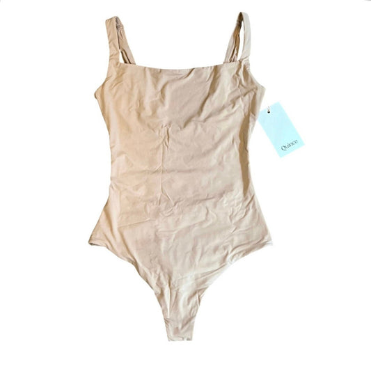 NWT Quince Second Skin Square Neck Tank Bodysuit in Sand Size XS