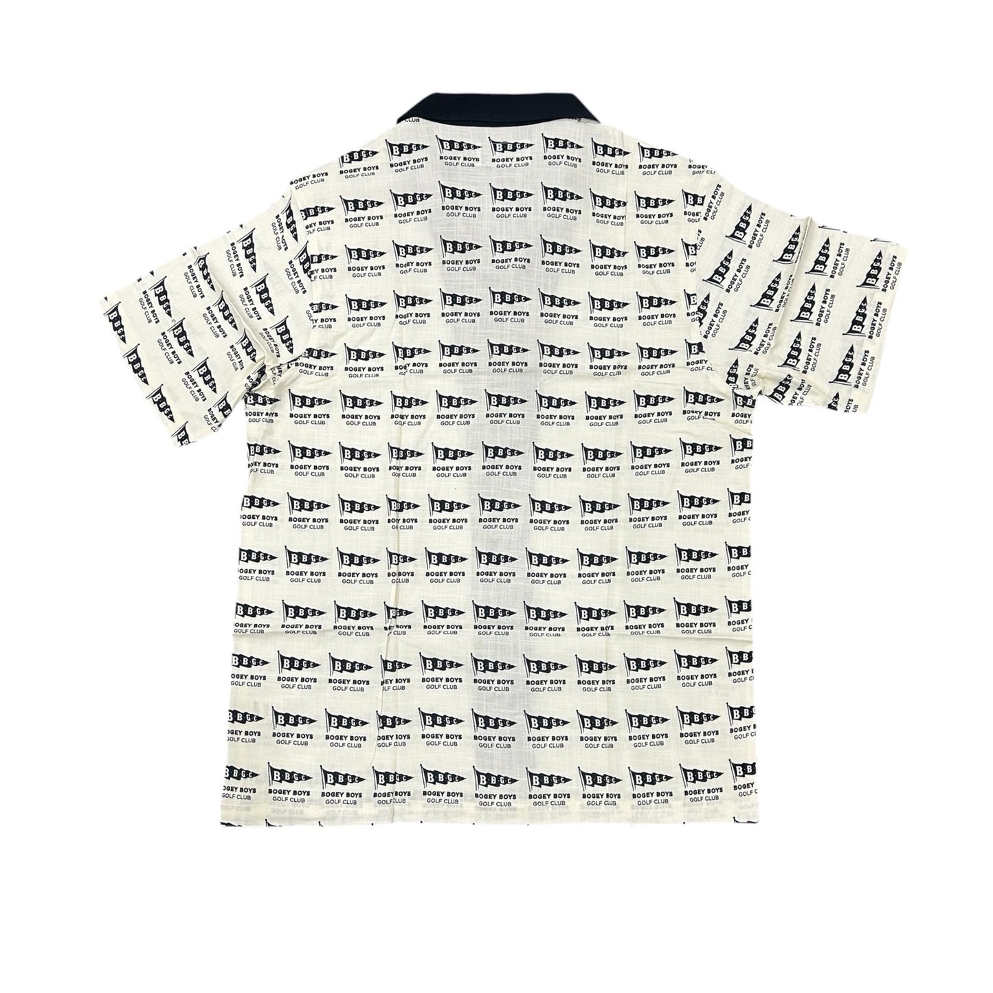 Bogey Boys Flag Button Up Men's Golf Shirt Black and Cream Size L