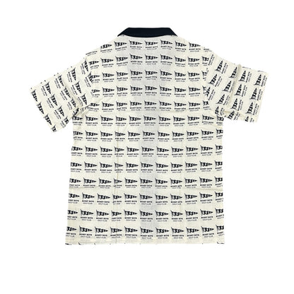 Bogey Boys Flag Button Up Men's Golf Shirt Black and Cream Size L