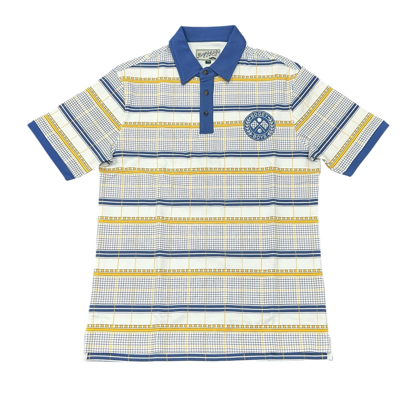 Bogey Boys Macklemore Men's Grid Plaid Polo in Koi Blue Size S