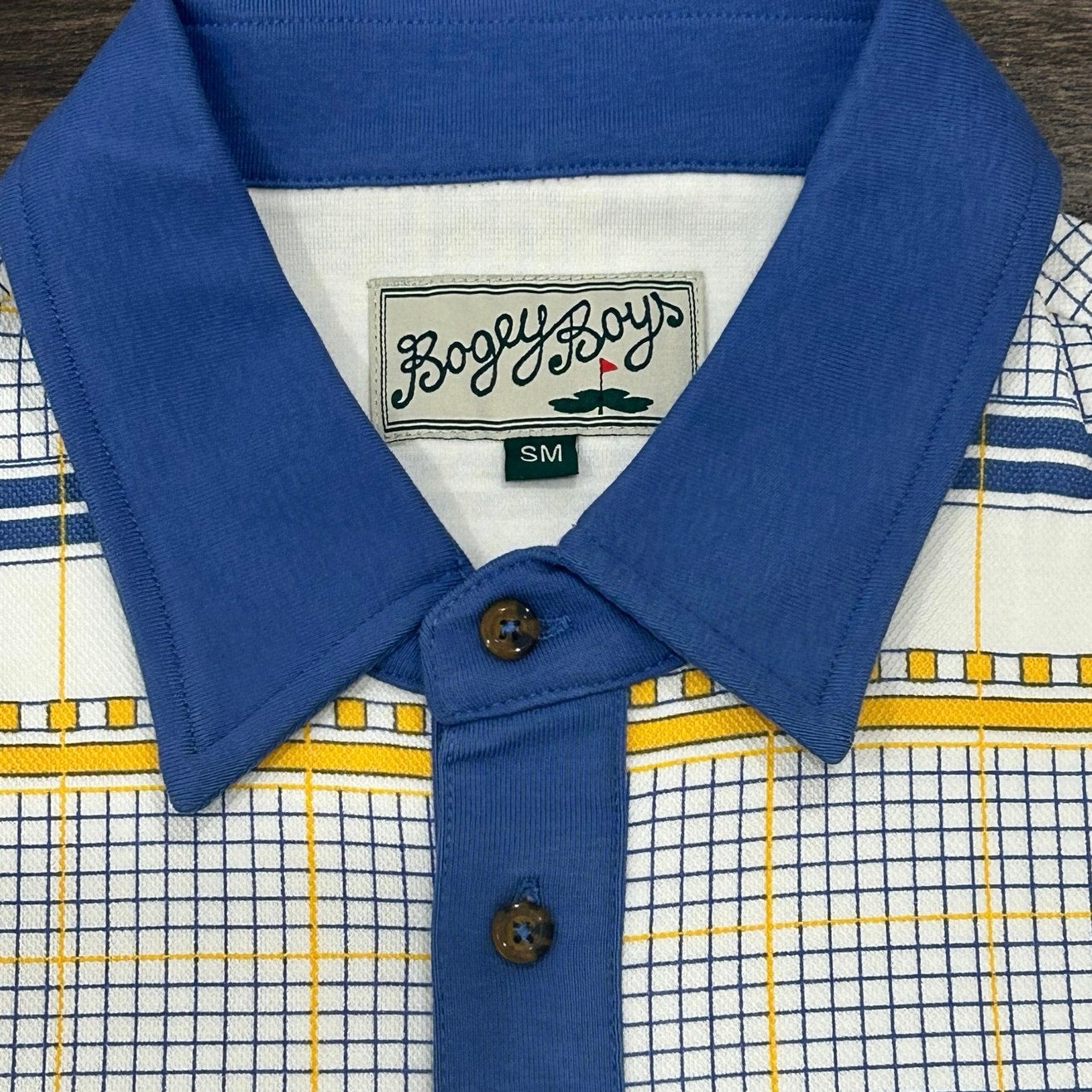 Bogey Boys Macklemore Men's Grid Plaid Polo in Koi Blue Size S