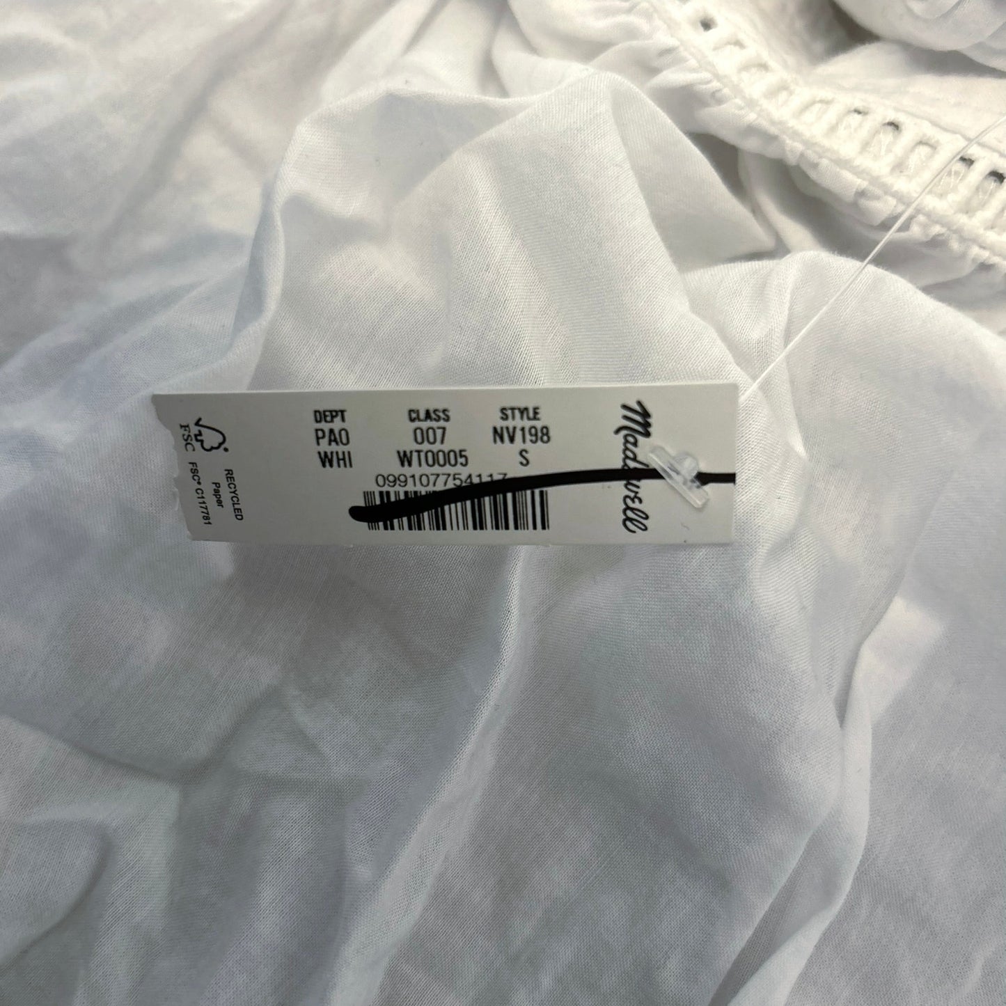 Madewell Flutter-Sleeve Top White Size Small