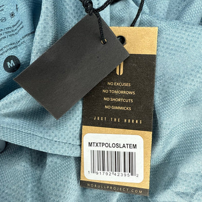 NOBULL Men’s Lightweight Textured Polo Slate Blue Camo Size M