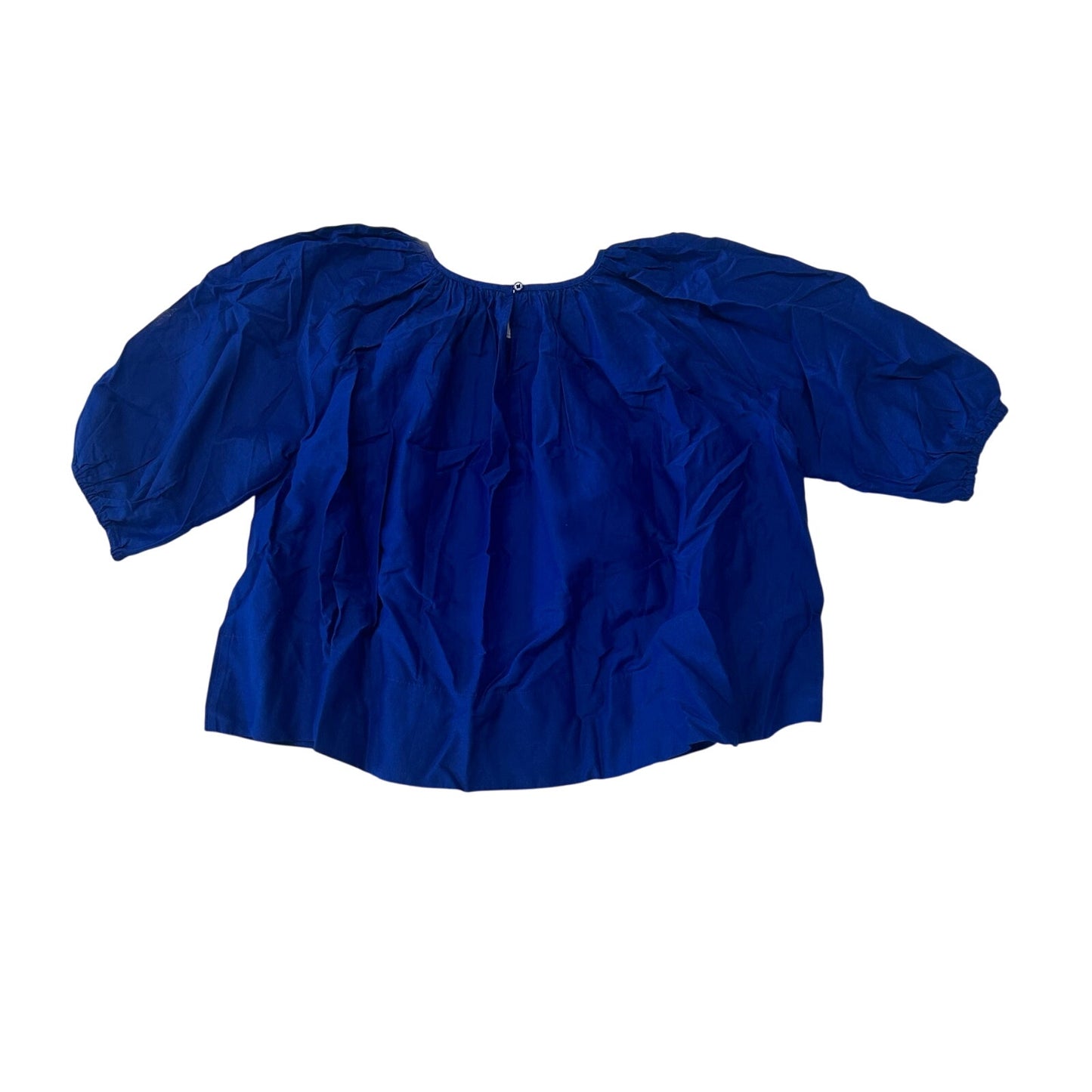 Madewell Shirred Puff-Sleeve Top in Cotton-Silk Voile in Bright Sapphire XXS