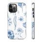 Botanical Blue Floral Phone Case - Elegant Flower Design Tough Cases for All Seasons, Birthday Gift, Stylish Phone Accessories, Nature Lover