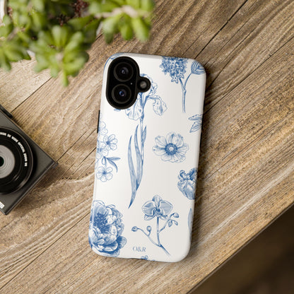 Botanical Blue Floral Phone Case - Elegant Flower Design Tough Cases for All Seasons, Birthday Gift, Stylish Phone Accessories, Nature Lover