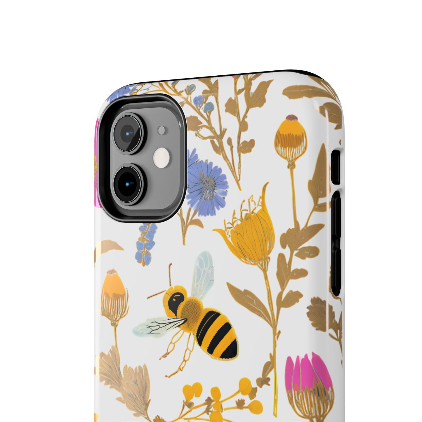 Wildflower Honey Bee Tough Phone Case - Floral Insect Protective Cover, Nature Lover Gift, iPhone Samsung Accessories, Hard