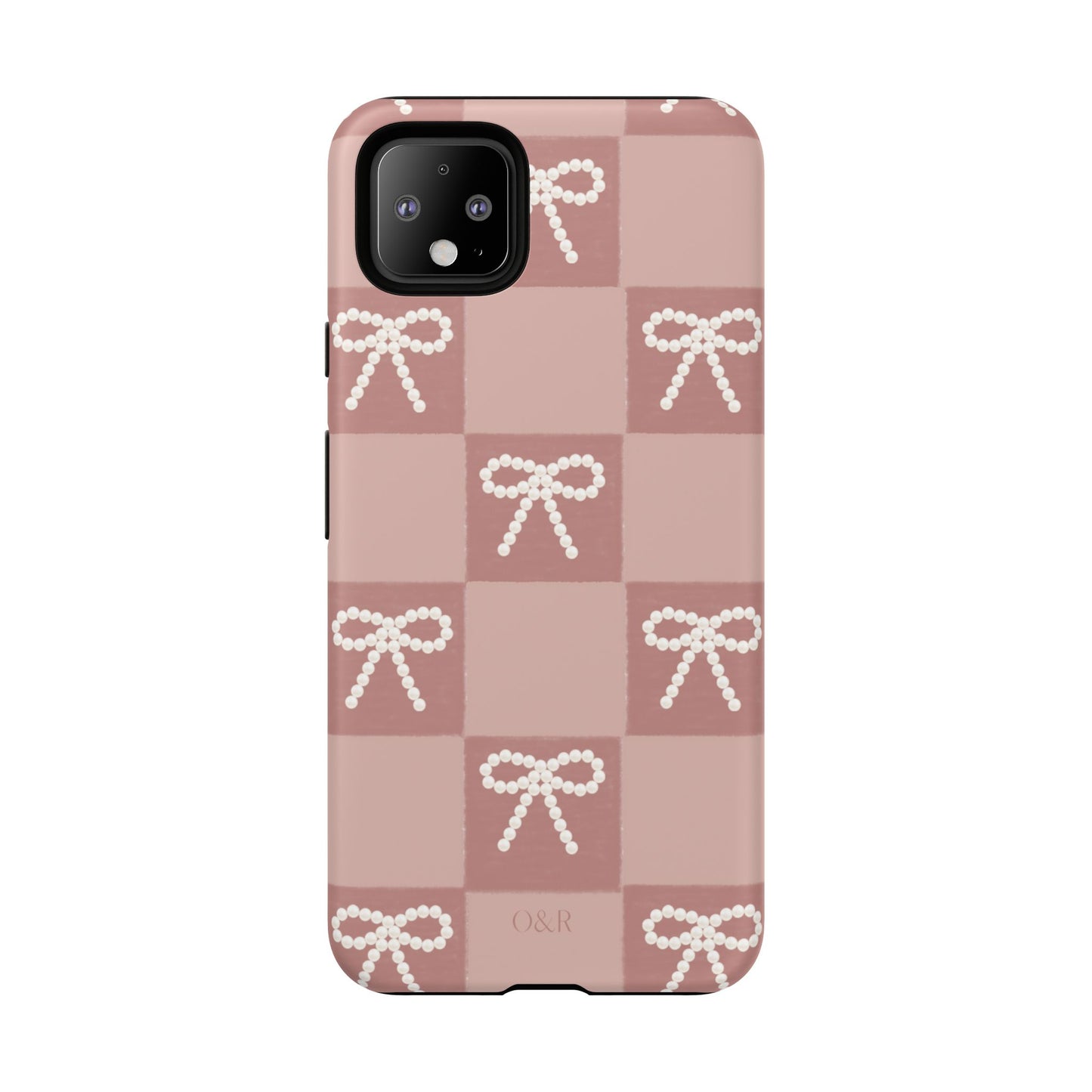 Pink Checkered Bow Tough Case, Phone Case,  Cellphone Cover, Protective Phone Shell, Cute Plaid Design