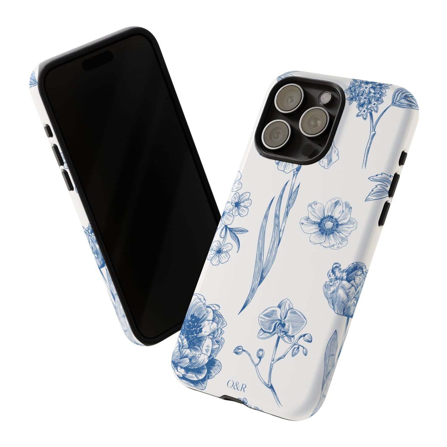 Botanical Blue Floral Phone Case - Elegant Flower Design Tough Cases for All Seasons, Birthday Gift, Stylish Phone Accessories, Nature Lover