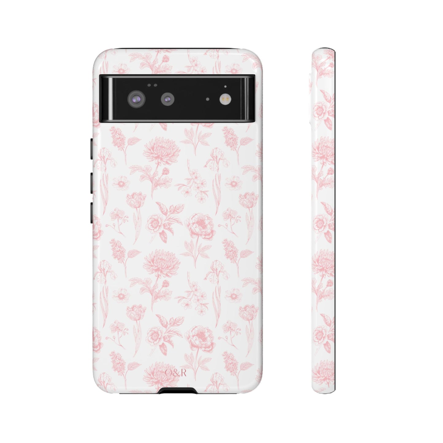 Pink Floral Phone Case - Elegant Protectors for iPhone, Girlfriend Gift, Mother's Day, Trendy Tech Accessories, Flower Pattern Cases