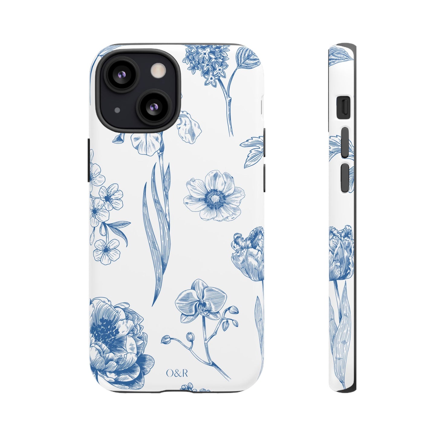 Botanical Blue Floral Phone Case - Elegant Flower Design Tough Cases for All Seasons, Birthday Gift, Stylish Phone Accessories, Nature Lover