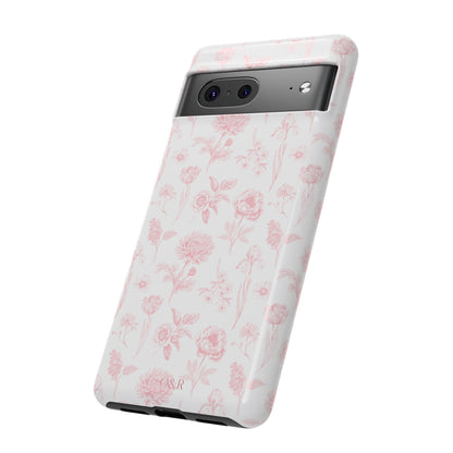 Pink Floral Phone Case - Elegant Protectors for iPhone, Girlfriend Gift, Mother's Day, Trendy Tech Accessories, Flower Pattern Cases