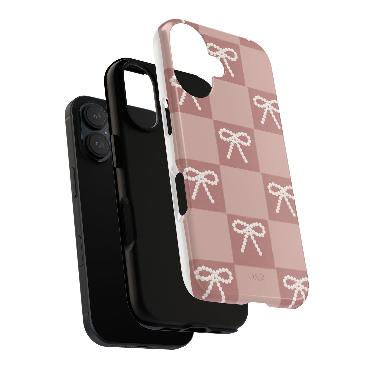 Pink Checkered Bow Tough Case, Phone Case,  Cellphone Cover, Protective Phone Shell, Cute Plaid Design