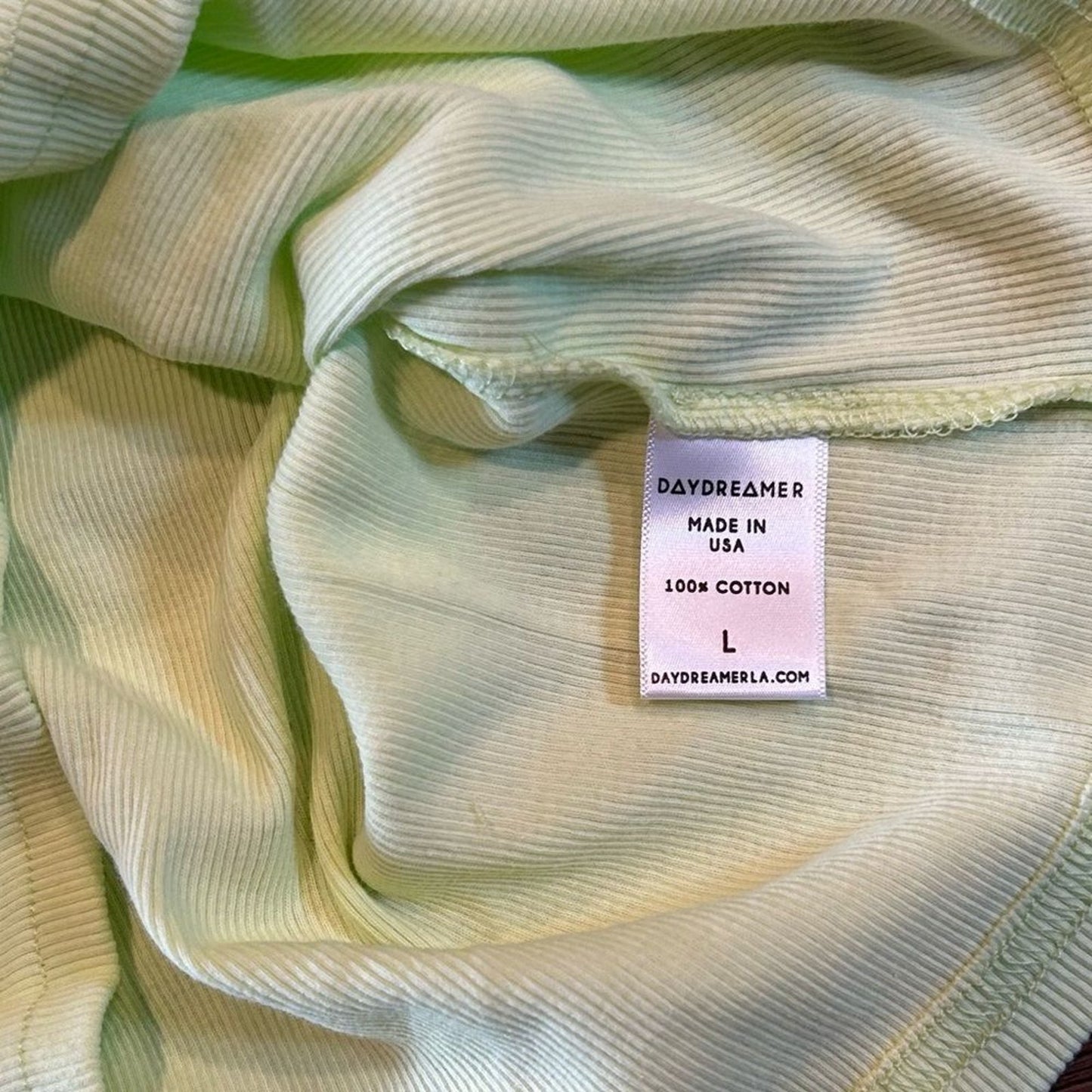 NWT Daydreamer LA Women's Ribbed Tank Top Acid Yellow Size Large