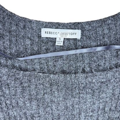 Rebecca Minkoff Pixi Square Neck Puff Sleeve Wool Blend Sweater Dark Grey Size S