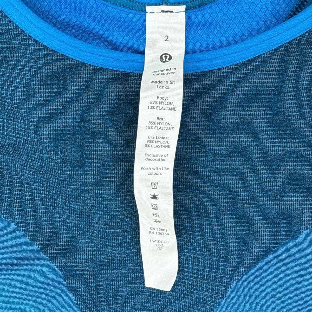 Lululemon Seamless Mesh Shelf-Bra Training Tank Top Poolside Size 2