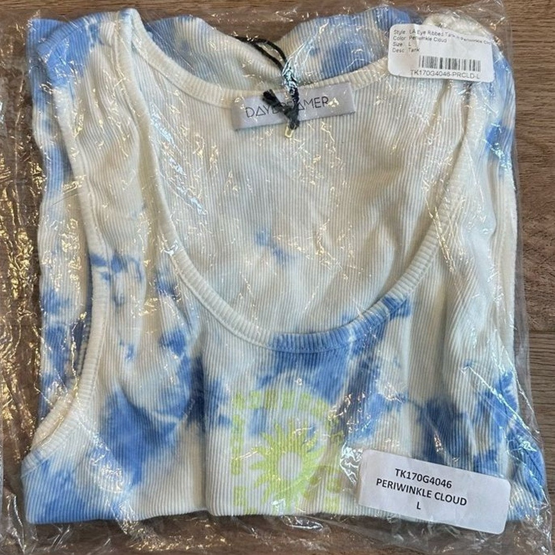 Daydreamer LA Eye Tank Blue Tie Dye Size L