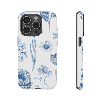 Botanical Blue Floral Phone Case - Elegant Flower Design Tough Cases for All Seasons, Birthday Gift, Stylish Phone Accessories, Nature Lover