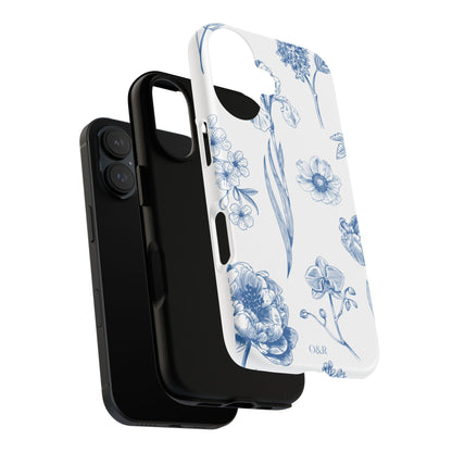 Botanical Blue Floral Phone Case - Elegant Flower Design Tough Cases for All Seasons, Birthday Gift, Stylish Phone Accessories, Nature Lover