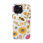 Wildflower Honey Bee Tough Phone Case - Floral Insect Protective Cover, Nature Lover Gift, iPhone Samsung Accessories, Hard