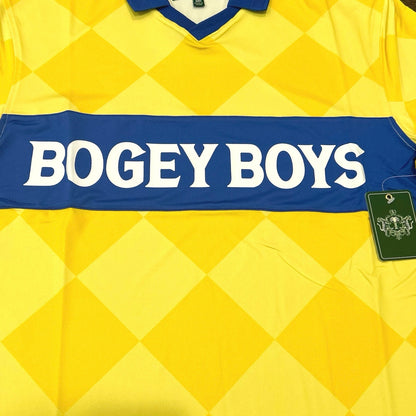 Bogey Boys Macklemore Men's Athletic Checkered Polo Golf Shirt Yellow Size M