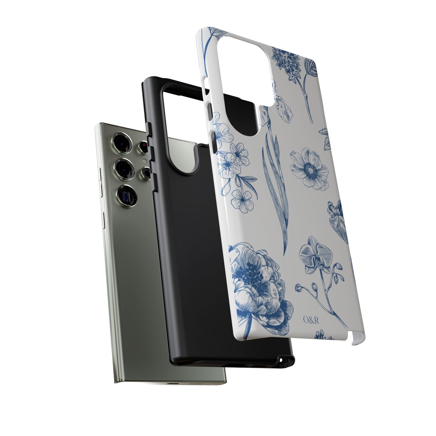 Botanical Blue Floral Phone Case - Elegant Flower Design Tough Cases for All Seasons, Birthday Gift, Stylish Phone Accessories, Nature Lover