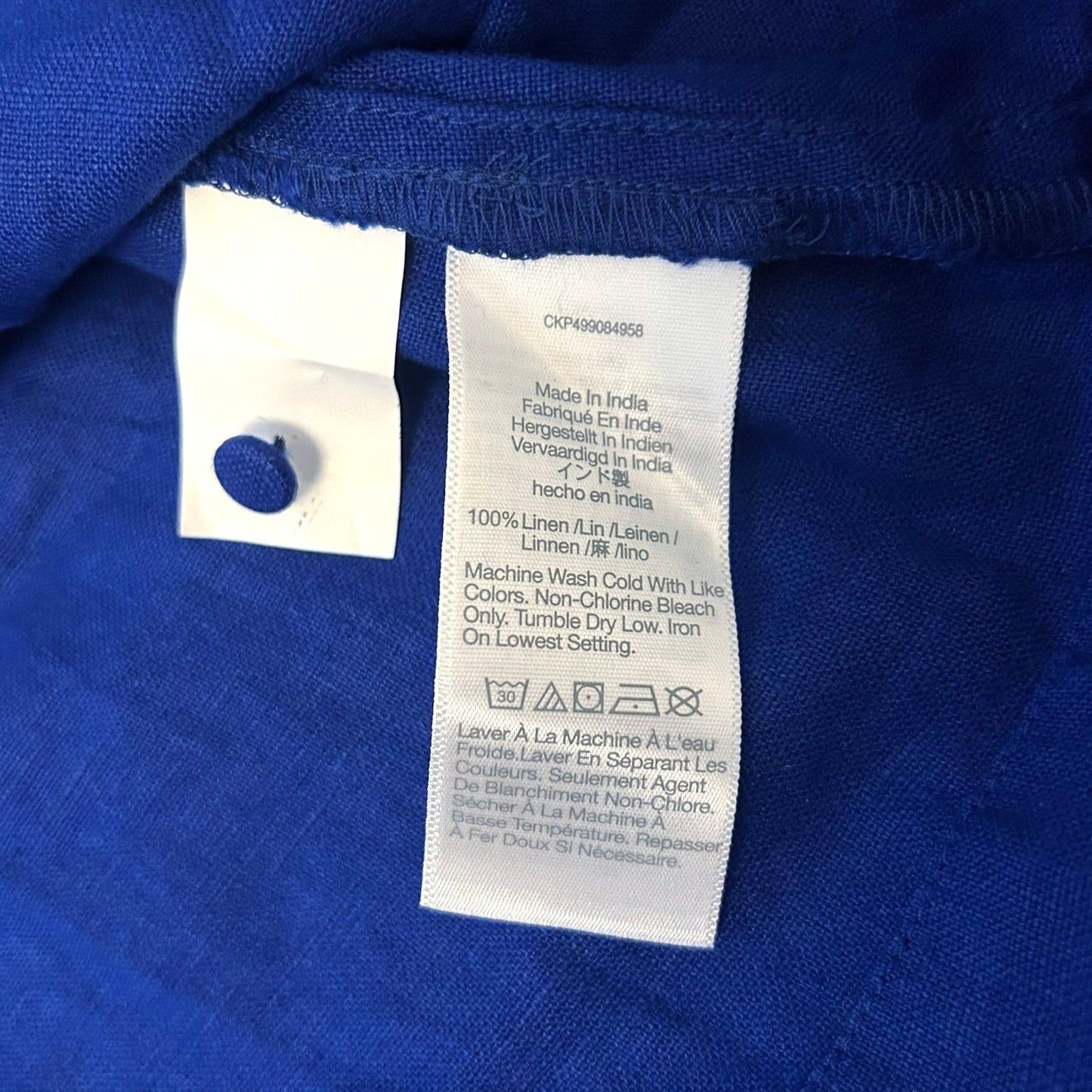 Madewell Curved-Neck Shell Tank in 100% Linen Bright Sapphire Size 14