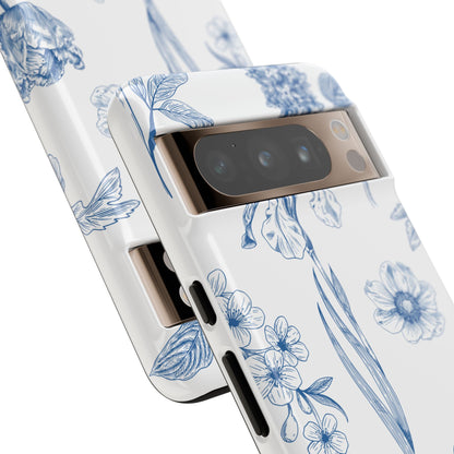 Botanical Blue Floral Phone Case - Elegant Flower Design Tough Cases for All Seasons, Birthday Gift, Stylish Phone Accessories, Nature Lover