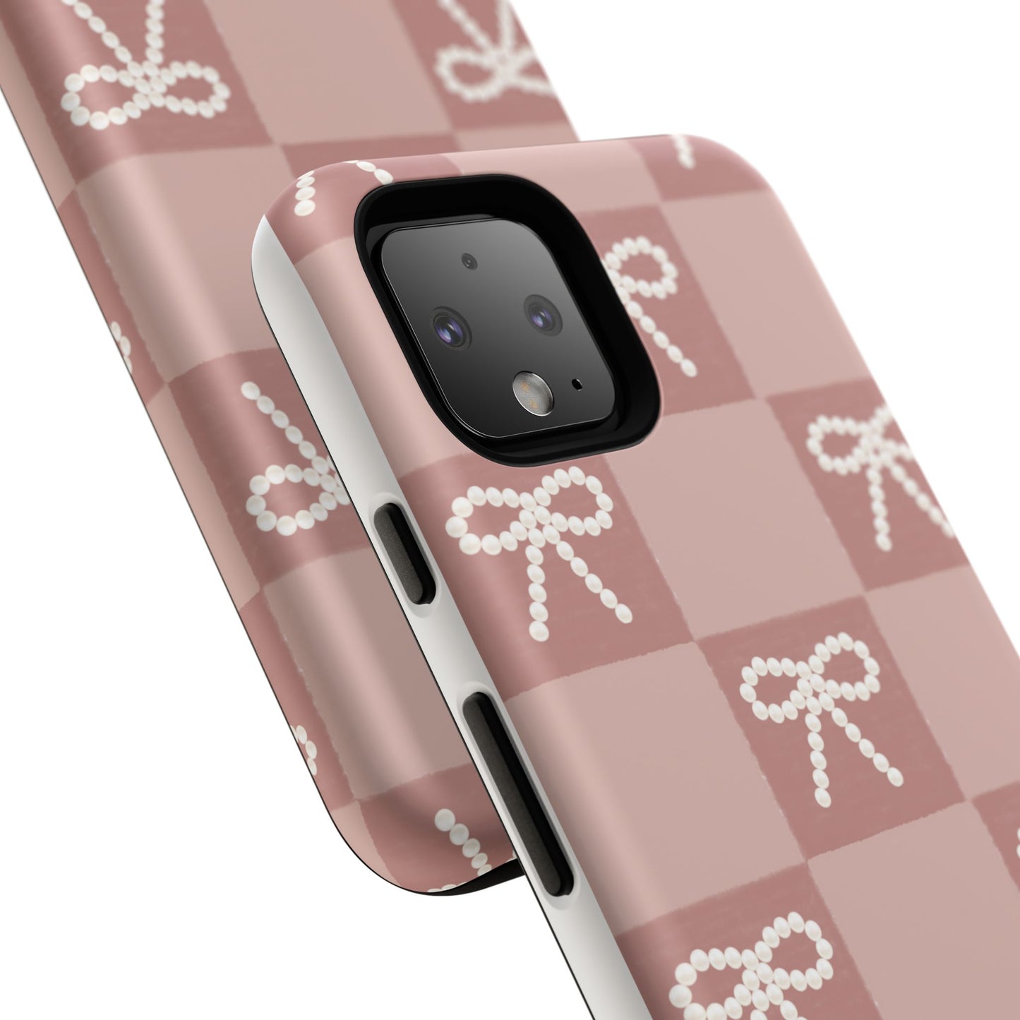 Pink Checkered Bow Tough Case, Phone Case,  Cellphone Cover, Protective Phone Shell, Cute Plaid Design