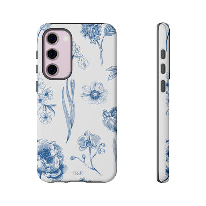 Botanical Blue Floral Phone Case - Elegant Flower Design Tough Cases for All Seasons, Birthday Gift, Stylish Phone Accessories, Nature Lover