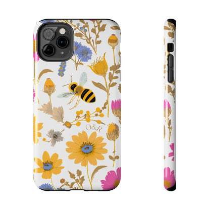 Wildflower Honey Bee Tough Phone Case - Floral Insect Protective Cover, Nature Lover Gift, iPhone Samsung Accessories, Hard