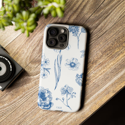 Botanical Blue Floral Phone Case - Elegant Flower Design Tough Cases for All Seasons, Birthday Gift, Stylish Phone Accessories, Nature Lover