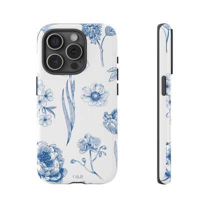 Botanical Blue Floral Phone Case - Elegant Flower Design Tough Cases for All Seasons, Birthday Gift, Stylish Phone Accessories, Nature Lover