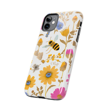 Wildflower Honey Bee Tough Phone Case - Floral Insect Protective Cover, Nature Lover Gift, iPhone Samsung Accessories, Hard