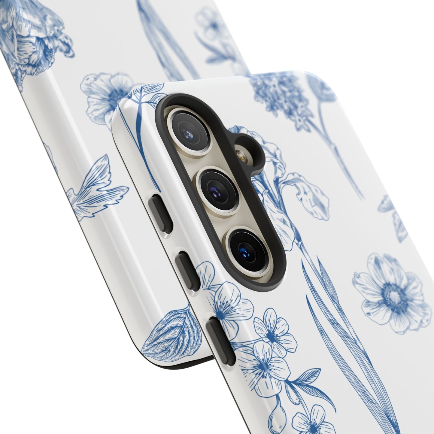 Botanical Blue Floral Phone Case - Elegant Flower Design Tough Cases for All Seasons, Birthday Gift, Stylish Phone Accessories, Nature Lover