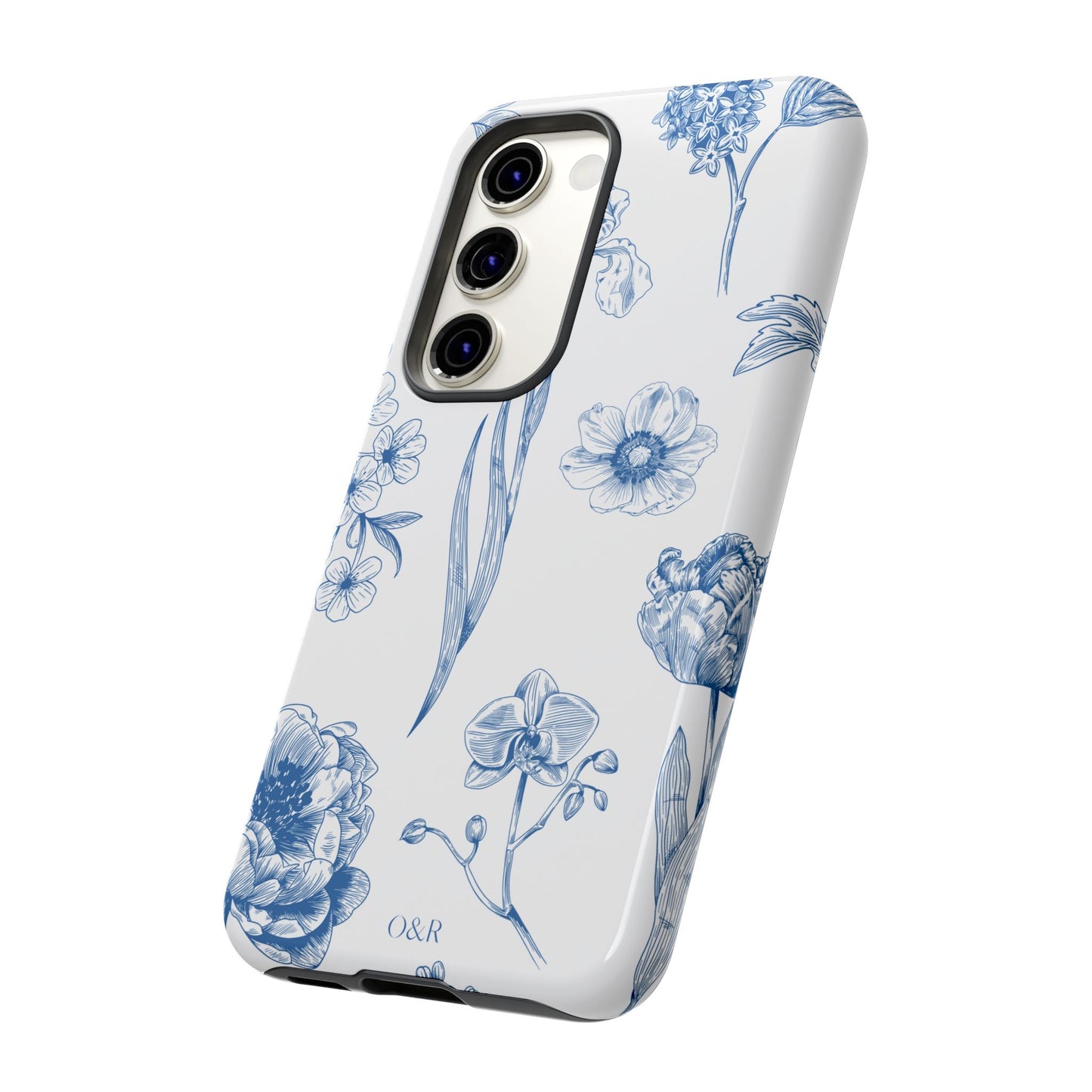 Botanical Blue Floral Phone Case - Elegant Flower Design Tough Cases for All Seasons, Birthday Gift, Stylish Phone Accessories, Nature Lover