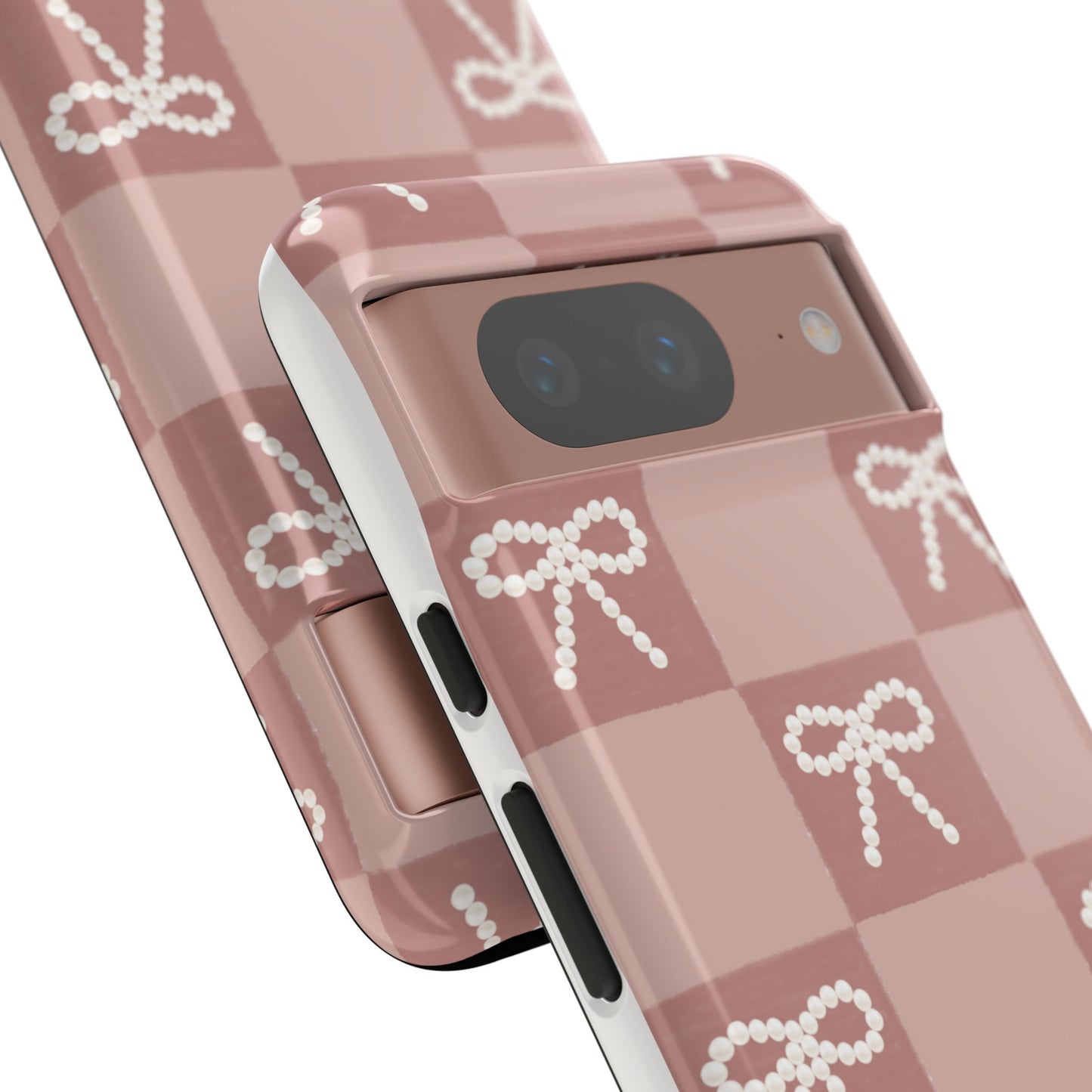 Pink Checkered Bow Tough Case, Phone Case,  Cellphone Cover, Protective Phone Shell, Cute Plaid Design