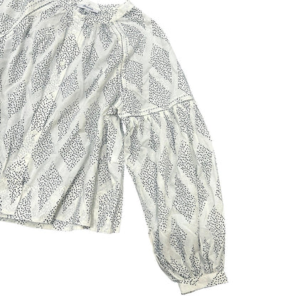 Madewell Shirred Balloon-Sleeve Top in Geometric Print in Lighthouse Size M