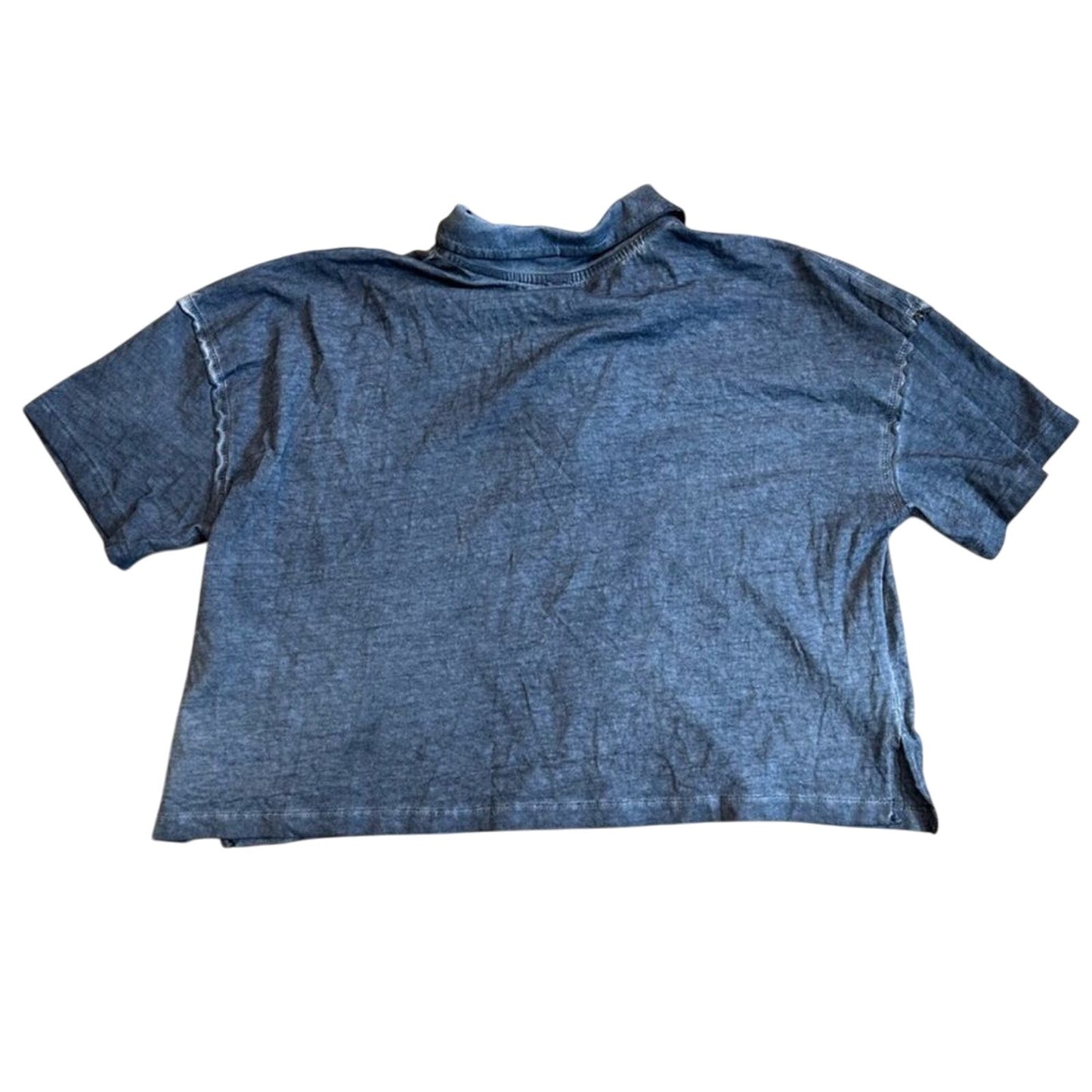 Free People Weekend Rush Henley Button Crop T-Shirt Size S