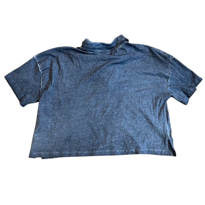 Free People Weekend Rush Henley Button Crop T-Shirt Size S