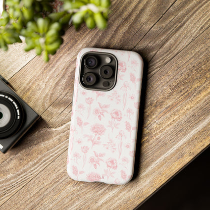 Pink Floral Phone Case - Elegant Protectors for iPhone, Girlfriend Gift, Mother's Day, Trendy Tech Accessories, Flower Pattern Cases